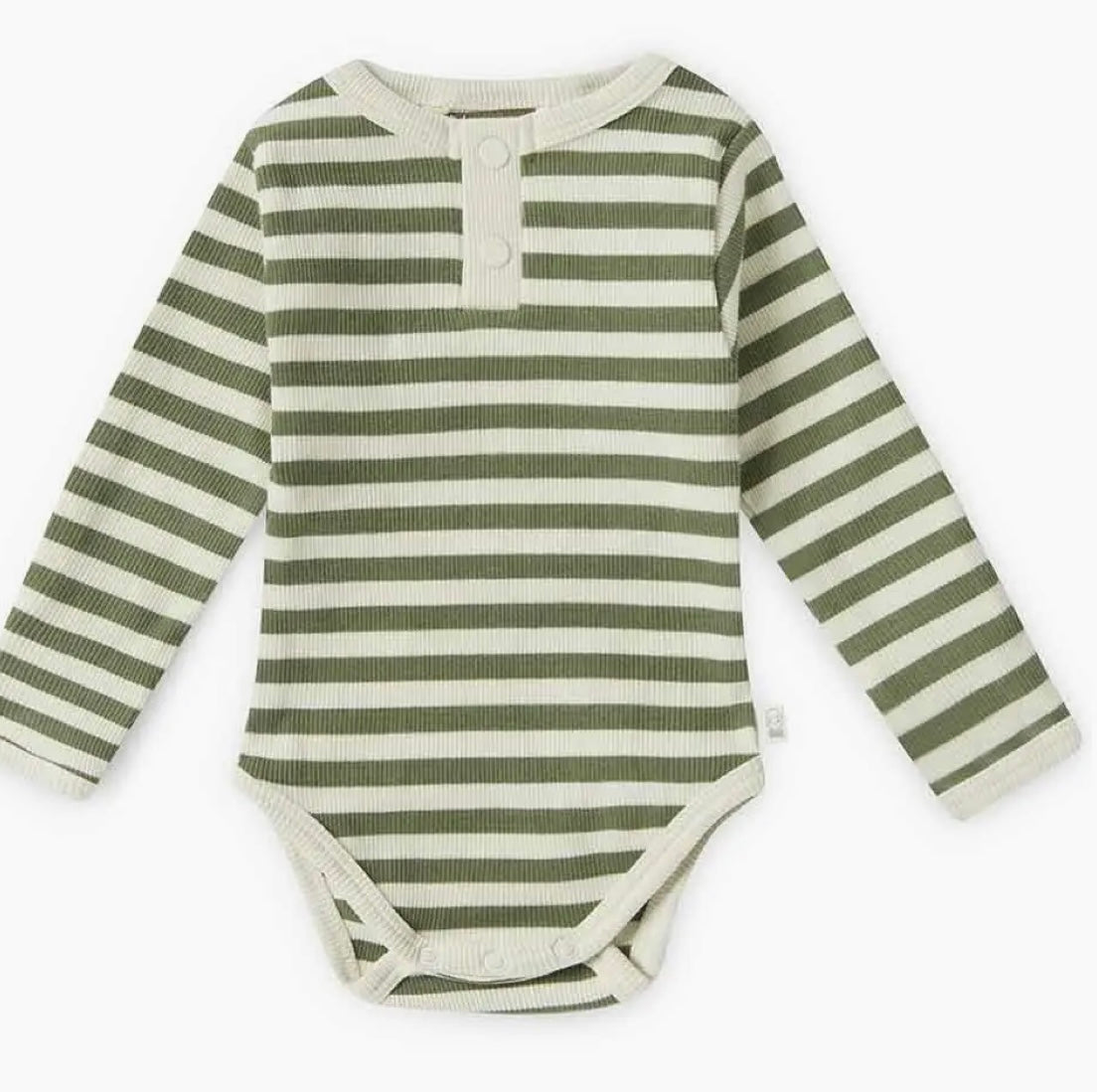 Olive Stripe Long Sleeve Organic Bodysuit
