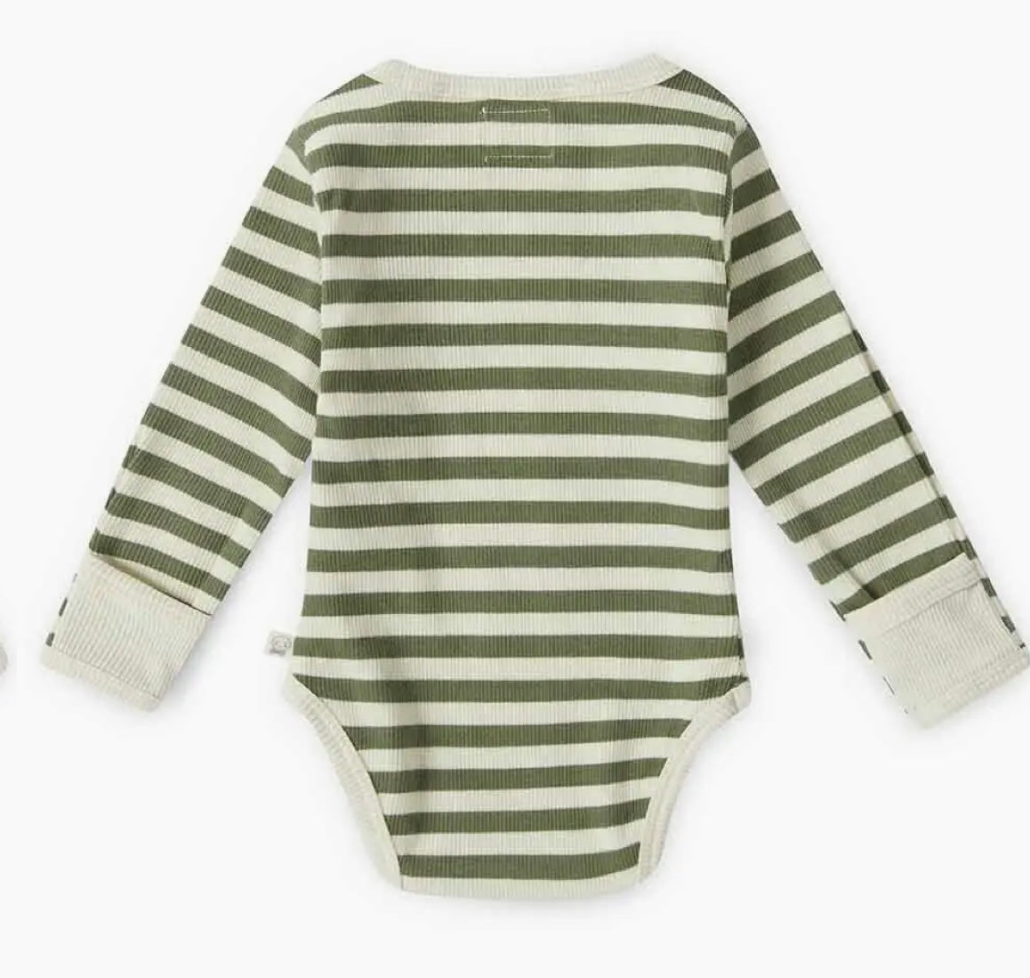 Olive Stripe Long Sleeve Organic Bodysuit