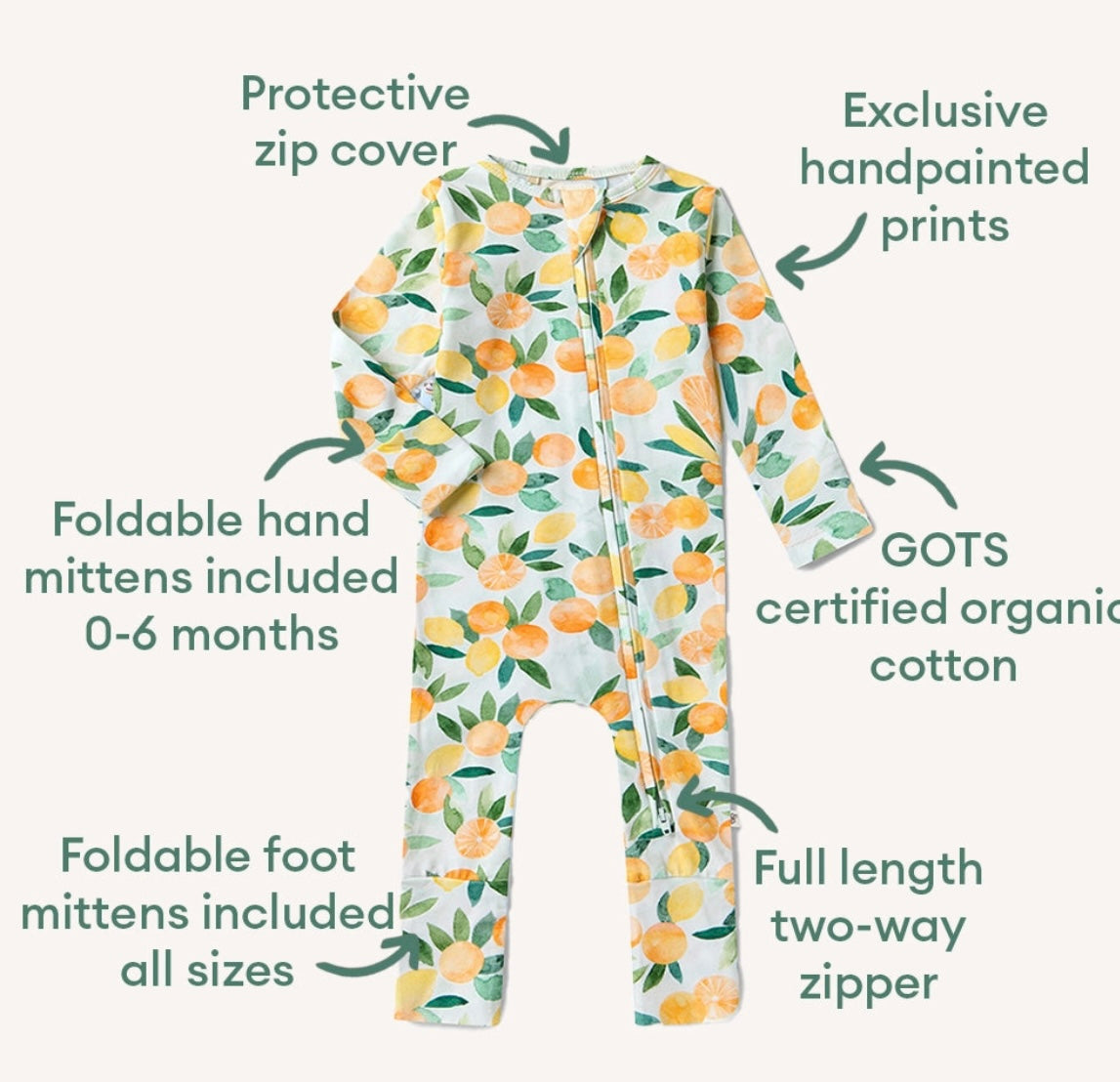 Citrus Squeeze Organic Snugglesuit Convertible Romper